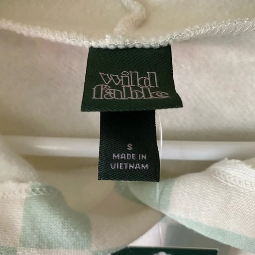 Wild Fable Sweatshirt Women’s Size S Green Checker Hoodie Pull Over Sized - Picture 8 of 11